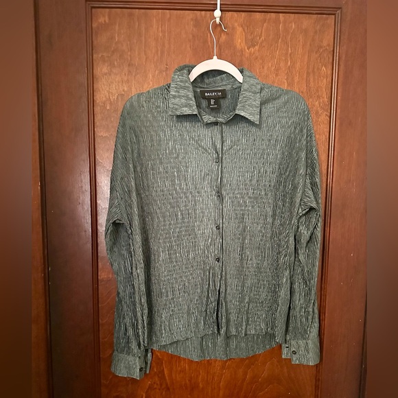 Anthropologie Bailey 44 Button Down Crinkle Top S Teal - Picture 2 of 5